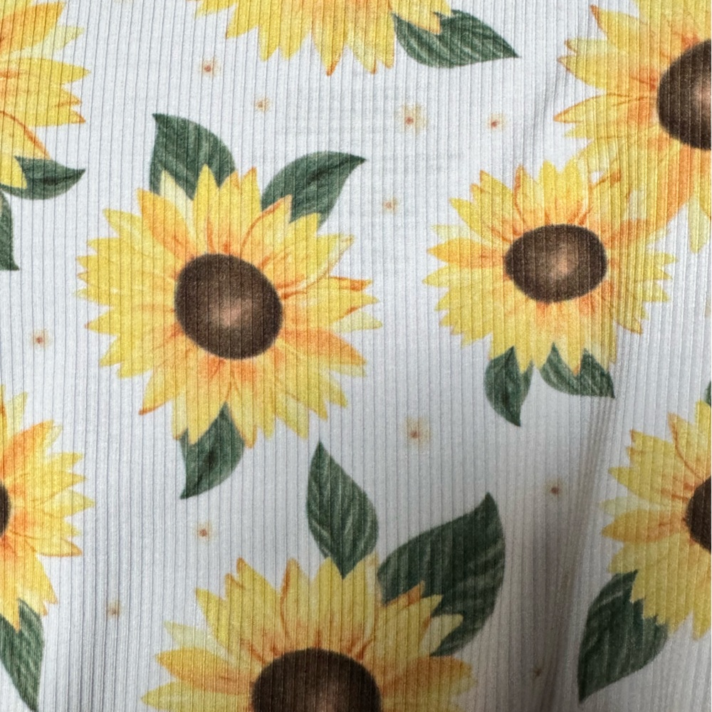 BOJC Ribbed Sunflower Baby Bodysuit with Green Accents - Picture 3 of 4